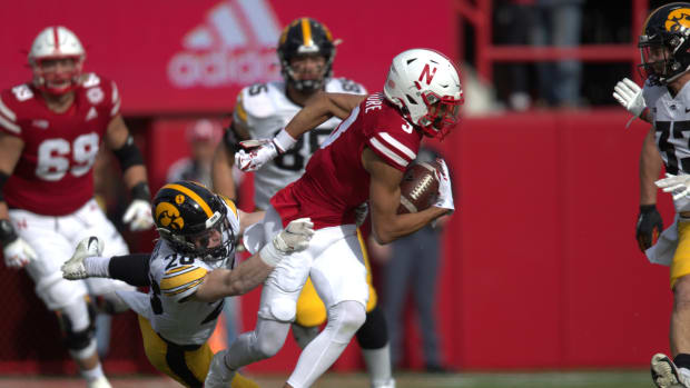 Samori Toure receiver 2021 Nebraska vs Iowa 2022 NFL draft